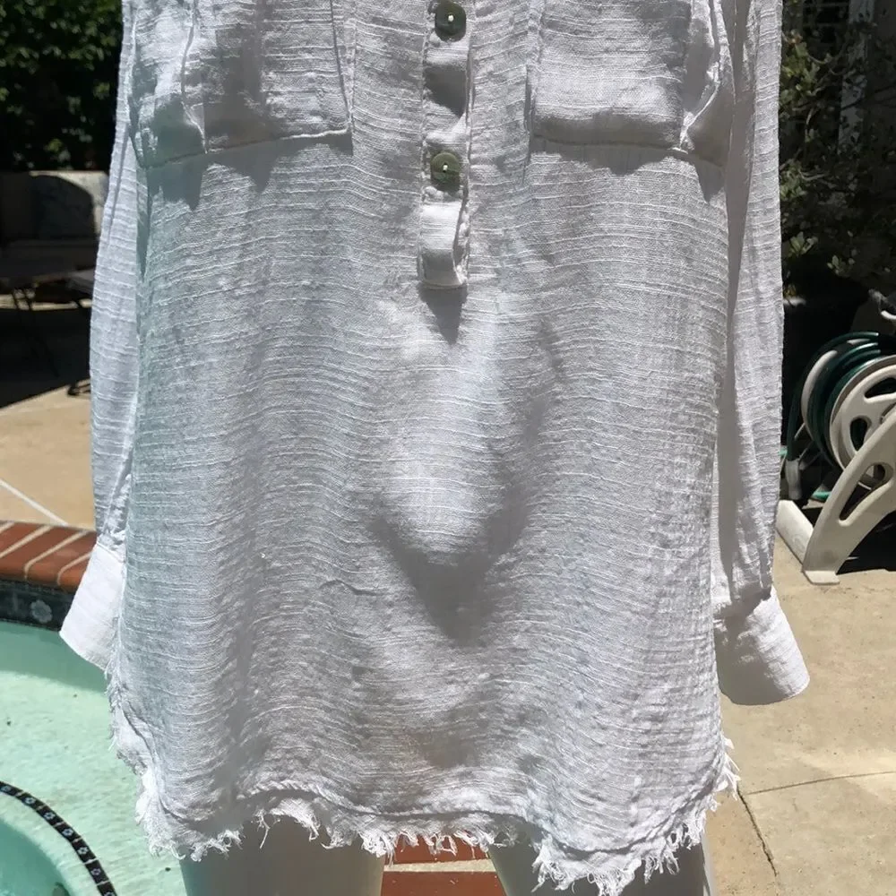 Free People White “Talk to Me” Blouse Sz Sm/P